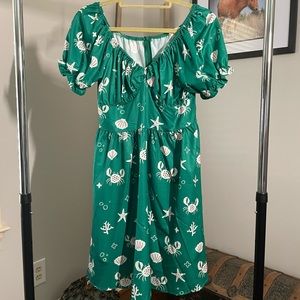 Romwe green ocean themed dress